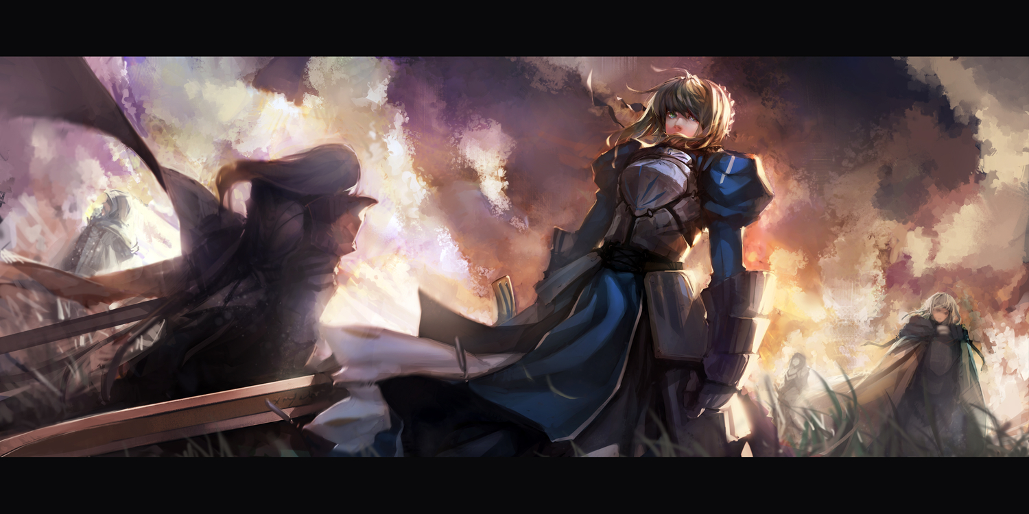 armor, artoria_pendragon_(all), bedivere, blueman, dress, fate_(series), fate/stay_night, fate/zero