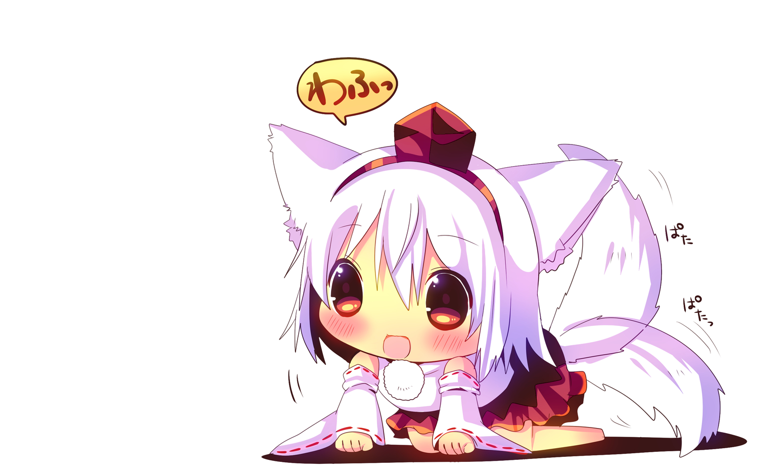 animal_ears, blush, chibi, gray_hair, hina_hina, inubashiri_momiji, red_eyes, short_hair
