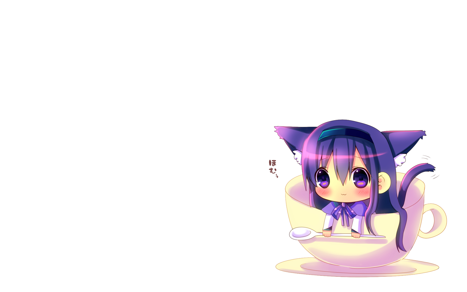 akemi_homura, animal_ears, blush, catgirl, cat_smile, chibi, hina_hina, mahou_shoujo_madoka_magica