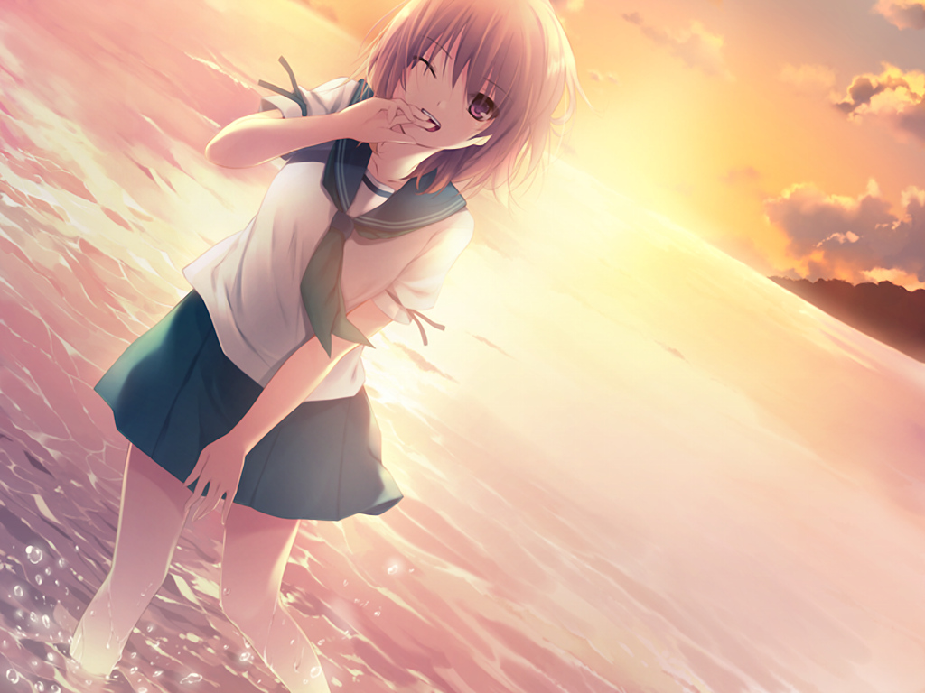 brown_eyes, brown_hair, clouds, coffee-kizoku, cure_girl, game_cg, hoshimiya_miyu, school_uniform