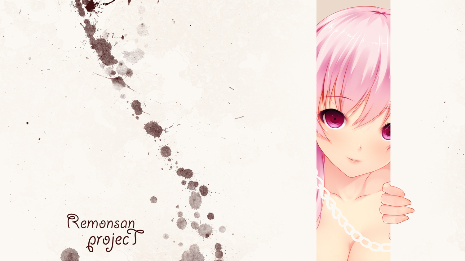 blood, breasts, cleavage, gasai_yuno, long_hair, mirai_nikki, pink_eyes, pink_hair