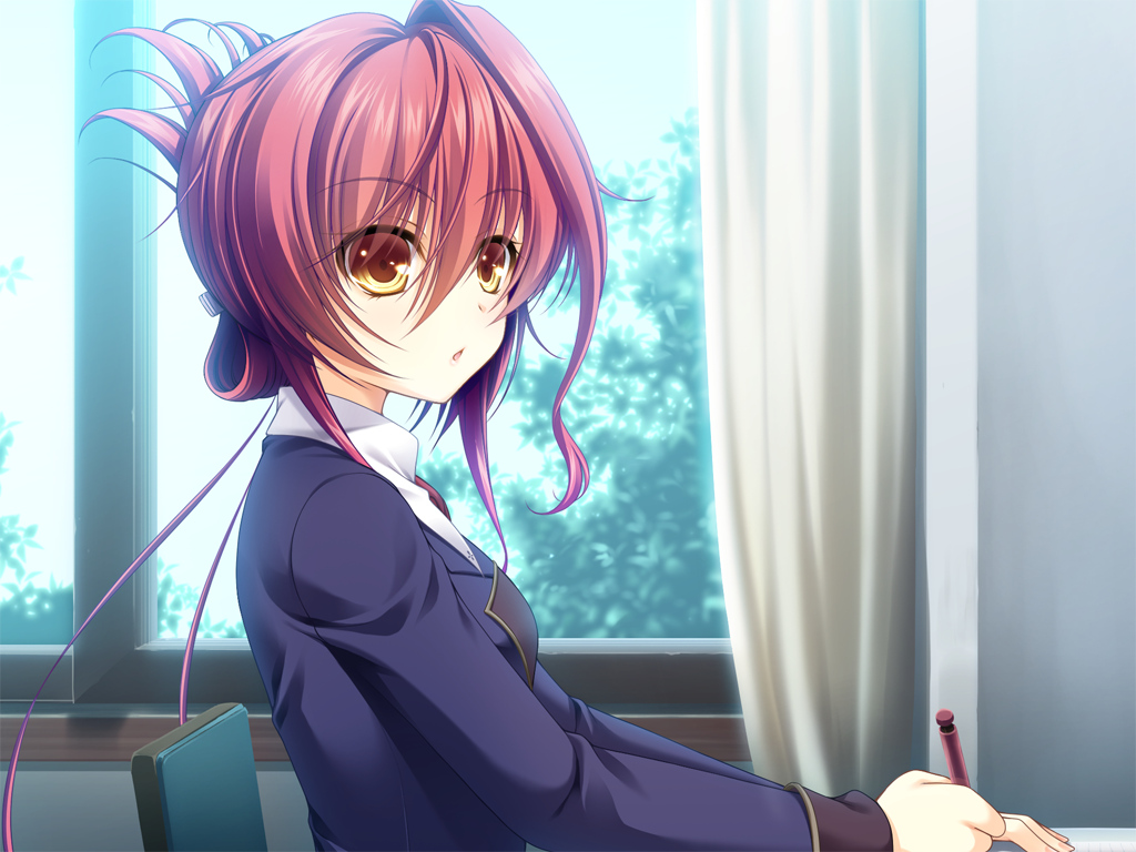 akatsuki-works, ekino-jeru_aria, game_cg, haruka_natsuki, red_hair, school_uniform, yurikago_kara_tenshi_made