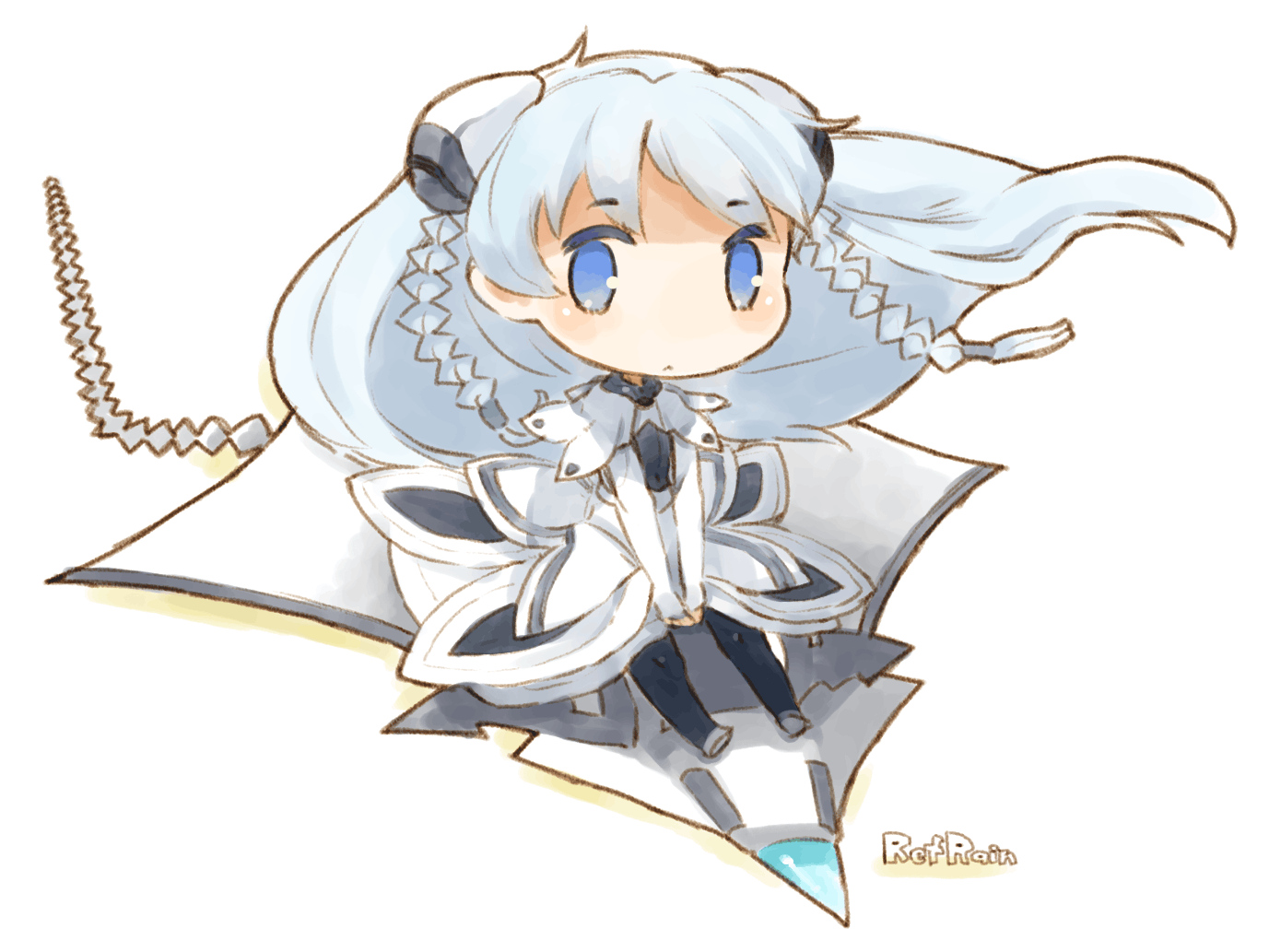 blue_eyes, blue_hair, braids, chibi, long_hair, mota, tagme