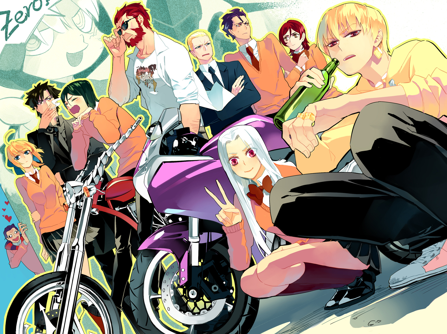 alexander_(fate), artoria_pendragon_(all), drink, emiya_kiritsugu, fate_(series), fate/stay_night, fate/zero, gilgamesh