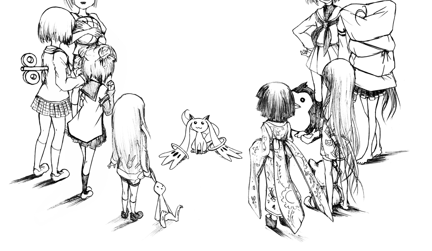 akaza_akari, animal, bird, crossover, denpa_onna_to_seishun_otoko, group, ikoku_meiro_no_croisee, japanese_clothes