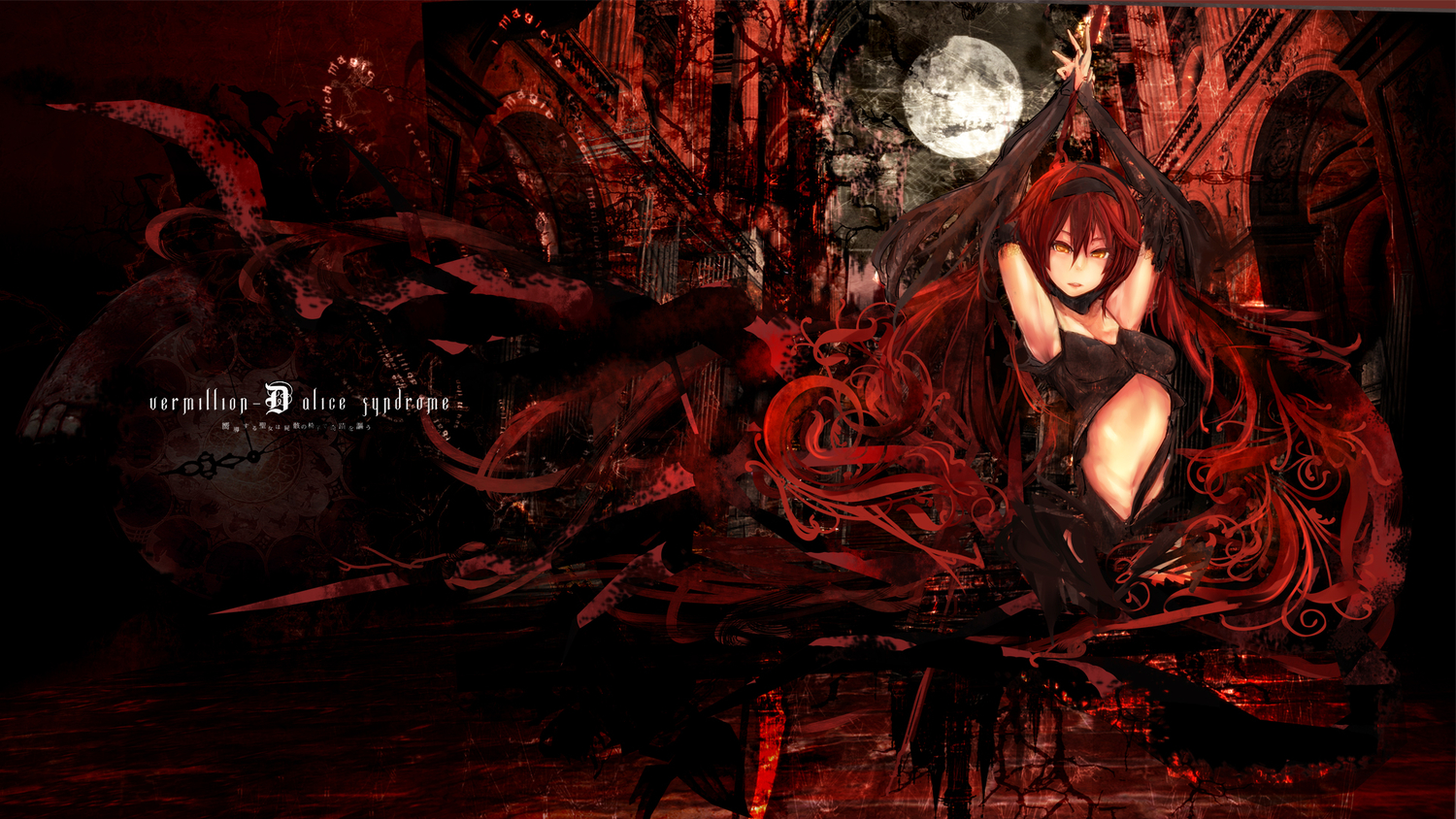 moon, original, red_hair, rib:y(uhki), tagme