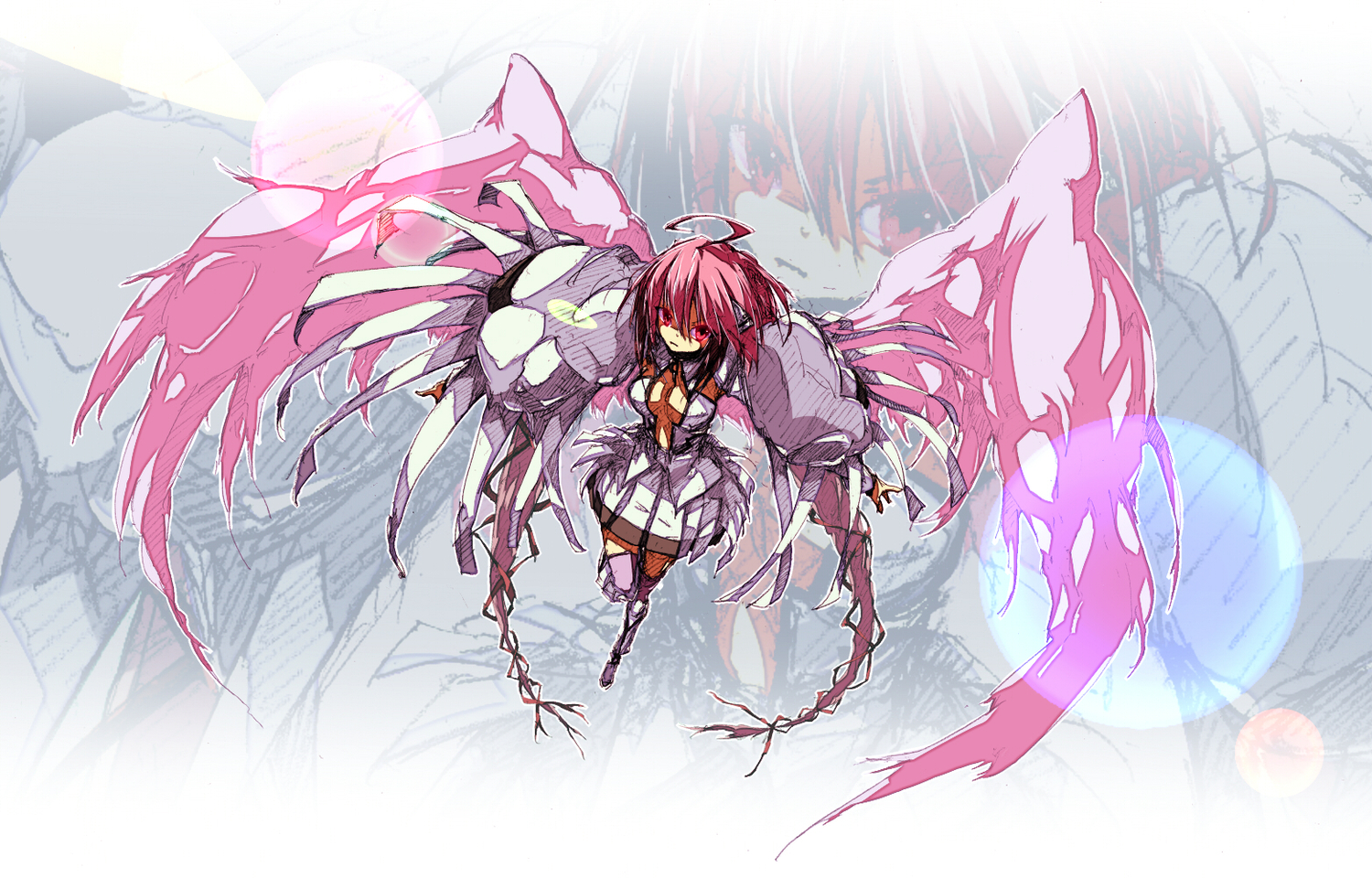 breasts, cleavage, collar, ikaros, long_hair, page, pink_eyes, pink_hair