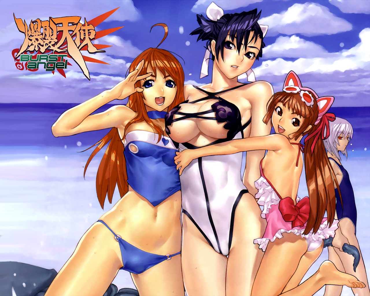 amy, bakuretsu_tenshi, jo, meg, sei, swimsuit