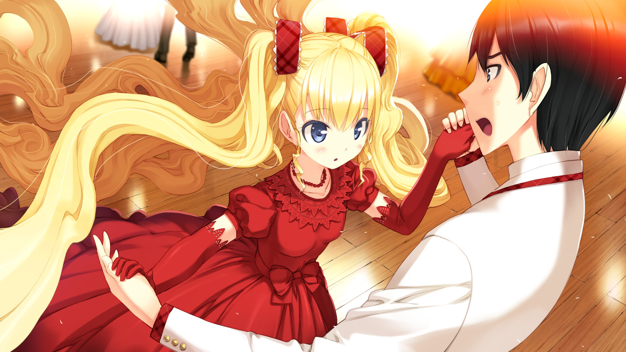 blonde_hair, dress, furumiya_elis, game_cg, nanatsu_no_fushigi_no_owarutoki, twintails, ueda_ryou