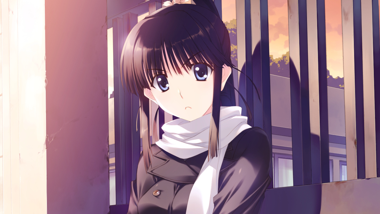 black_hair, blue_eyes, game_cg, ponytail, scarf, sugiura_koharu, white_album_2
