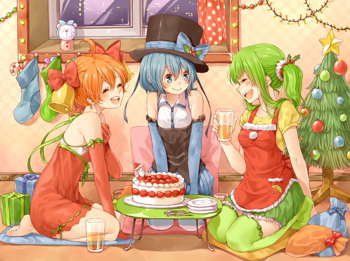 bell_(rbb), blue_eyes, blue_hair, blue_(rbb), blush, bow, cake, candy