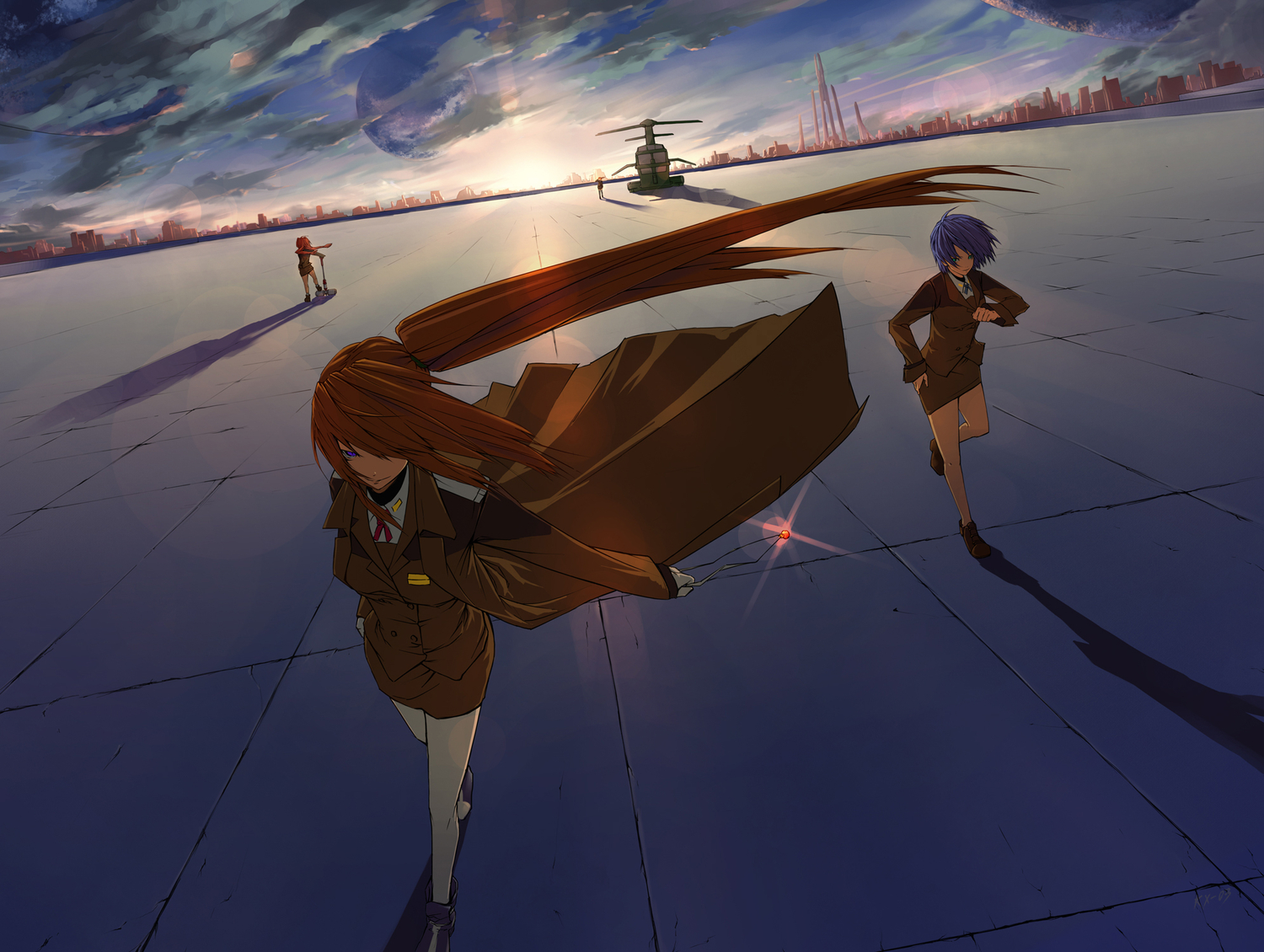 clouds, kong_xian, mahou_shoujo_lyrical_nanoha, mahou_shoujo_lyrical_nanoha_strikers, subaru_nakajima, takamachi_nanoha, teana_lanster, thighhighs, vita