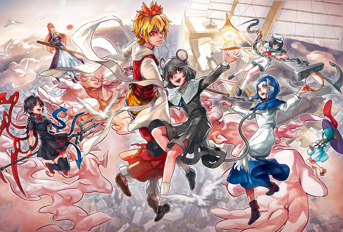 animal_ears, group, hijiri_byakuren, houjuu_nue, japanese_clothes, kumoi_ichirin, momiji_gari, mousegirl