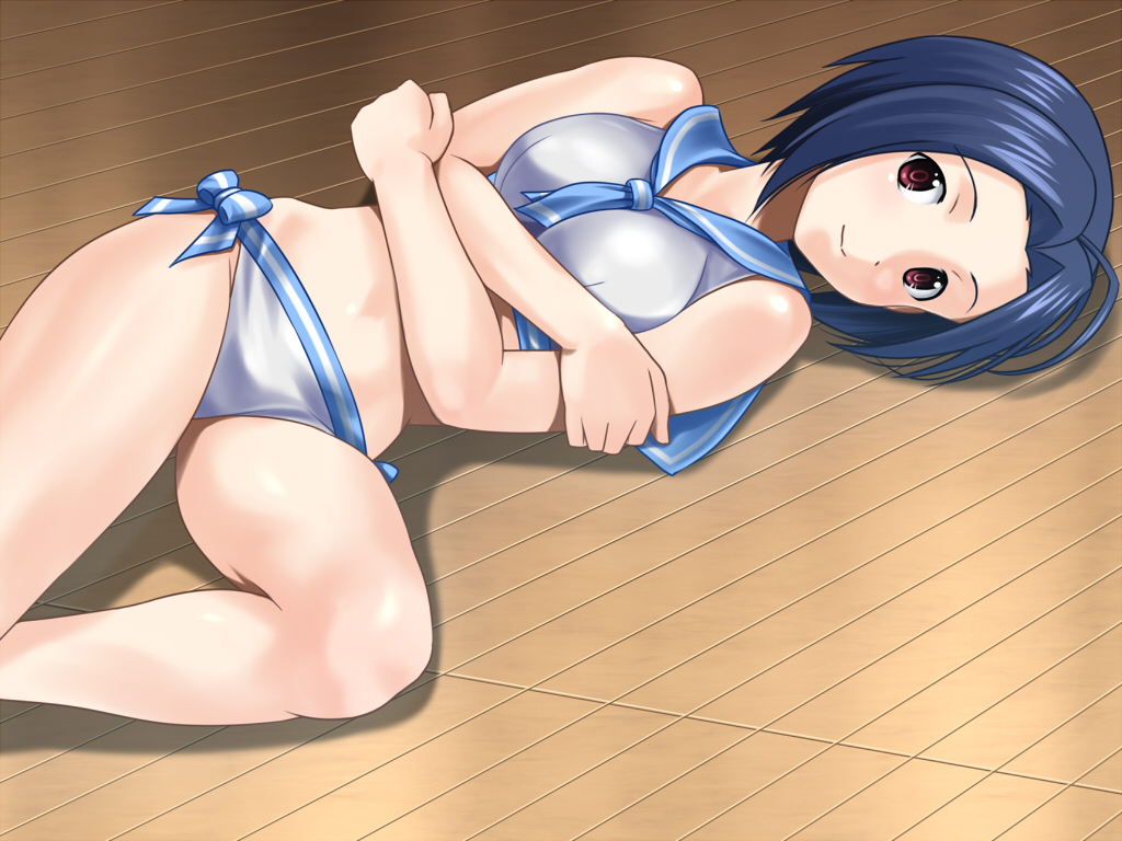 blue_hair, idolmaster, miura_azusa, muhi11234, swimsuit