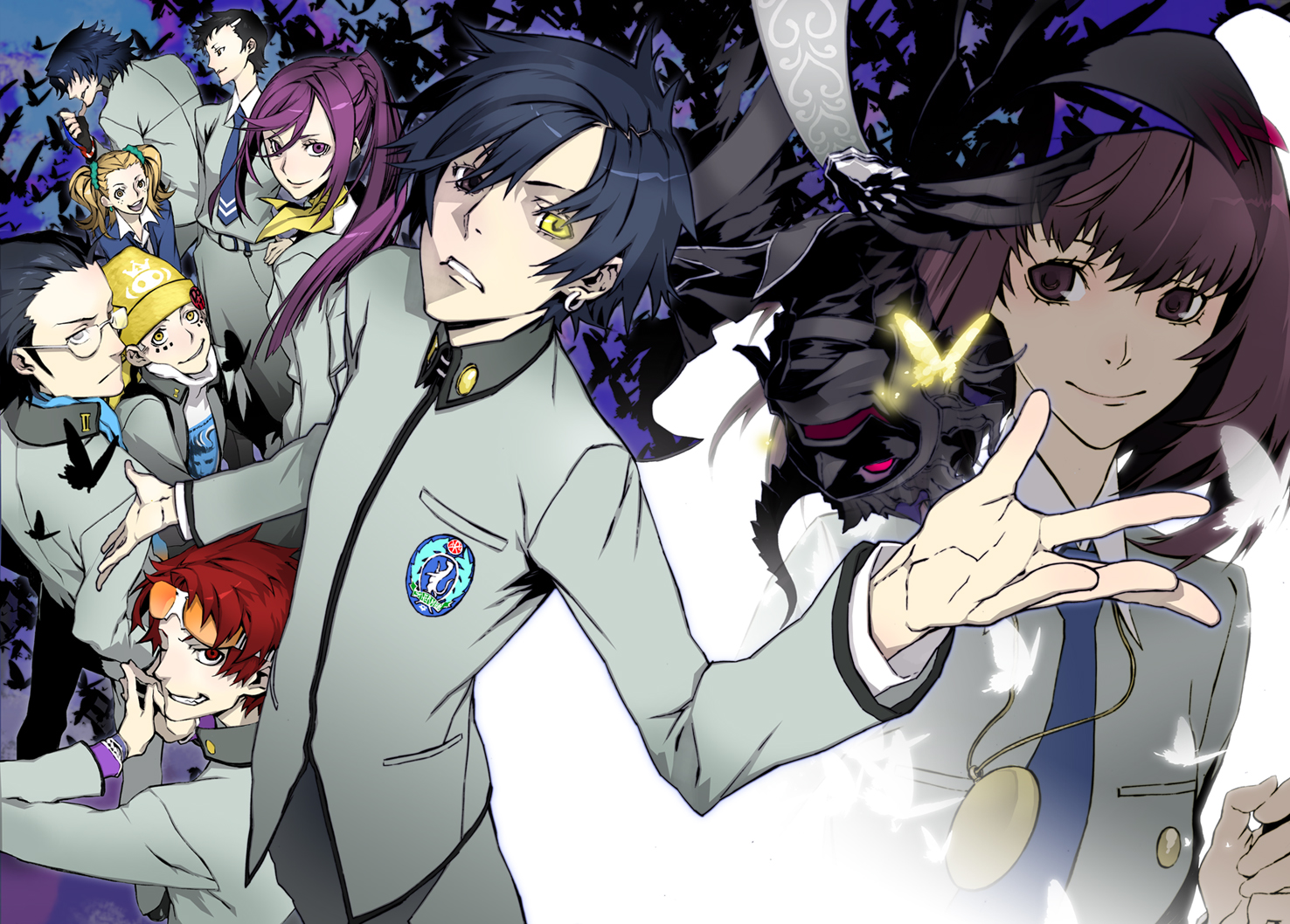 ayase_yuka, bicolored_eyes, butterfly, glasses, goggles, hat, inaba_masao, kido_reiji, kirishima_eriko, mayuzumi_yukino, miwa_shirow, nanjo_kei, nanjou_kei, necklace, persona, sonomura_maki, tie, toudou_naoya, uesugi_hidehiko