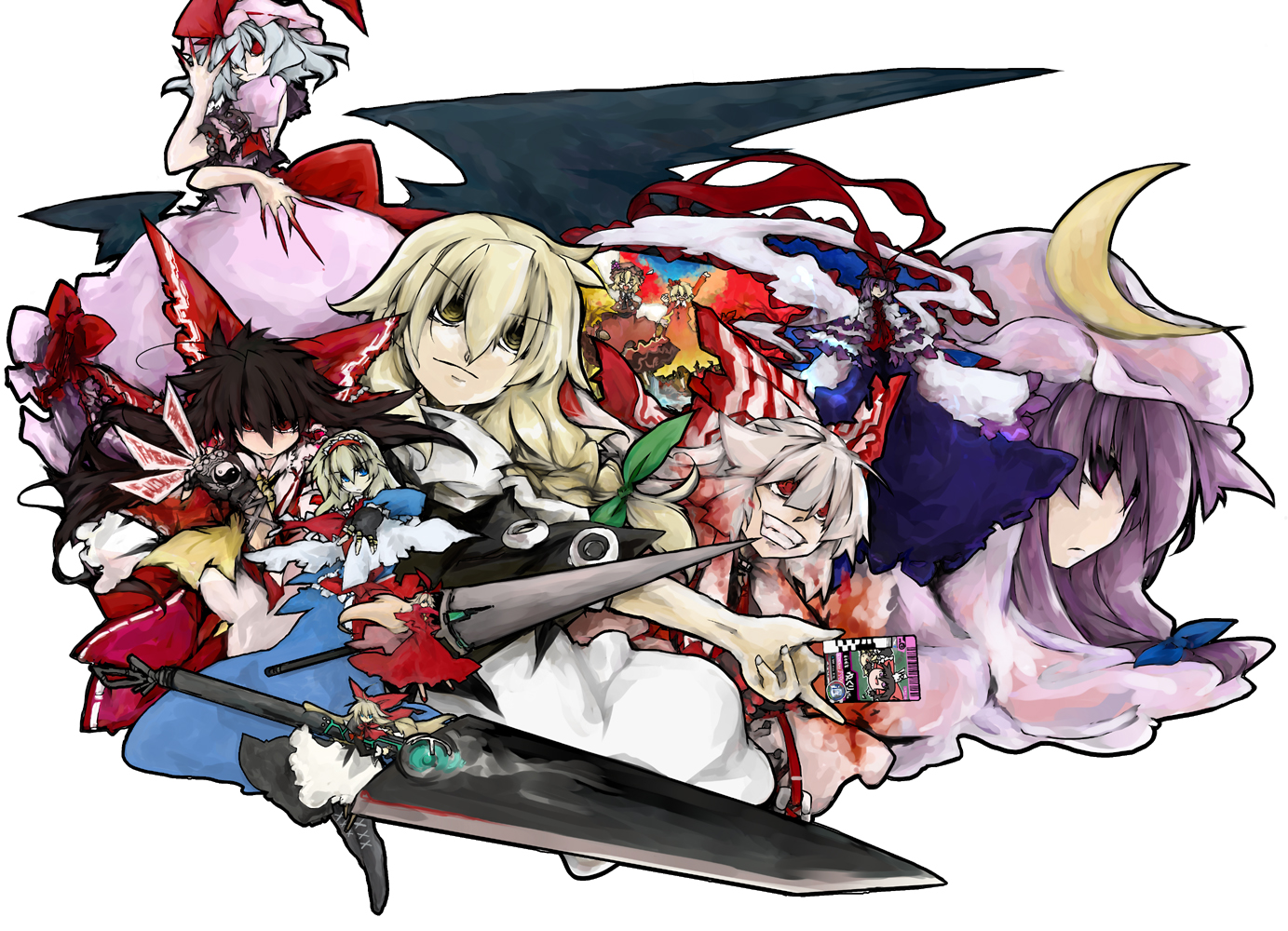 aki_minoriko, aki_shizuha, alice_margatroid, beru, doll, fujiwara_no_mokou, hakurei_reimu, hat