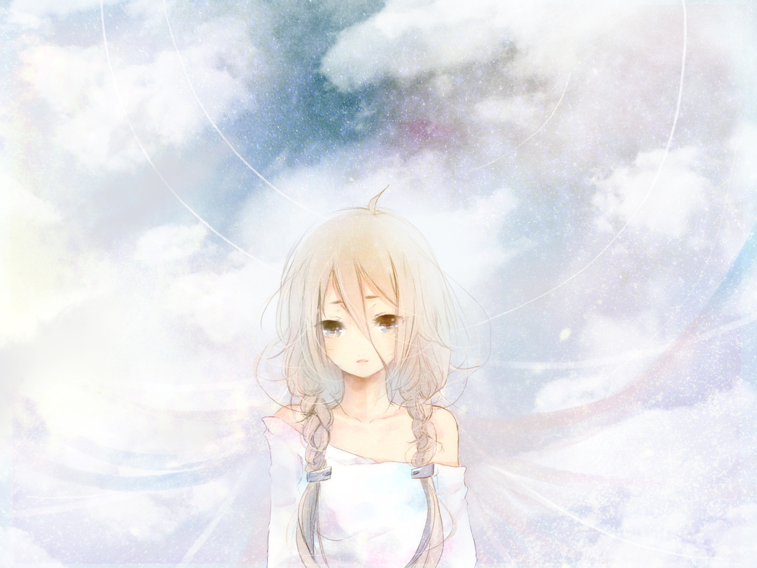 blonde_hair, braids, clouds, ia, penchop, sky, vocaloid