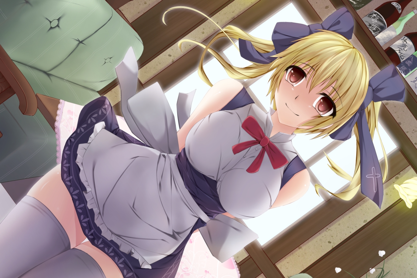 blonde_hair, bow, nanase_nanami, tagme, thighhighs, twintails