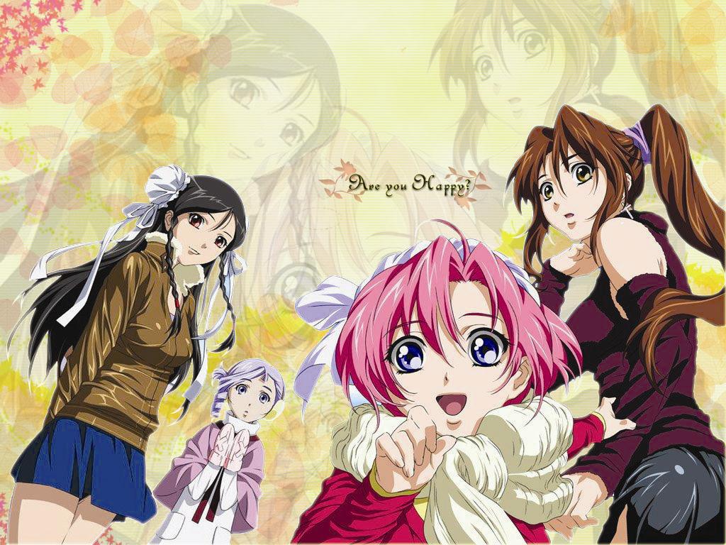 black_hair, brown_eyes, brown_hair, eclair, kiddy_grade, lumiere, pink_hair, purple_eyes