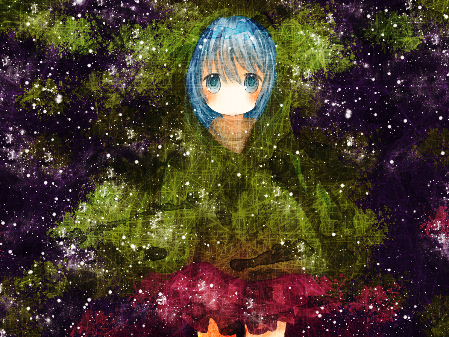 blue_eyes, blue_hair, hatsune_miku, hinanosuke, leaves, skirt, vocaloid