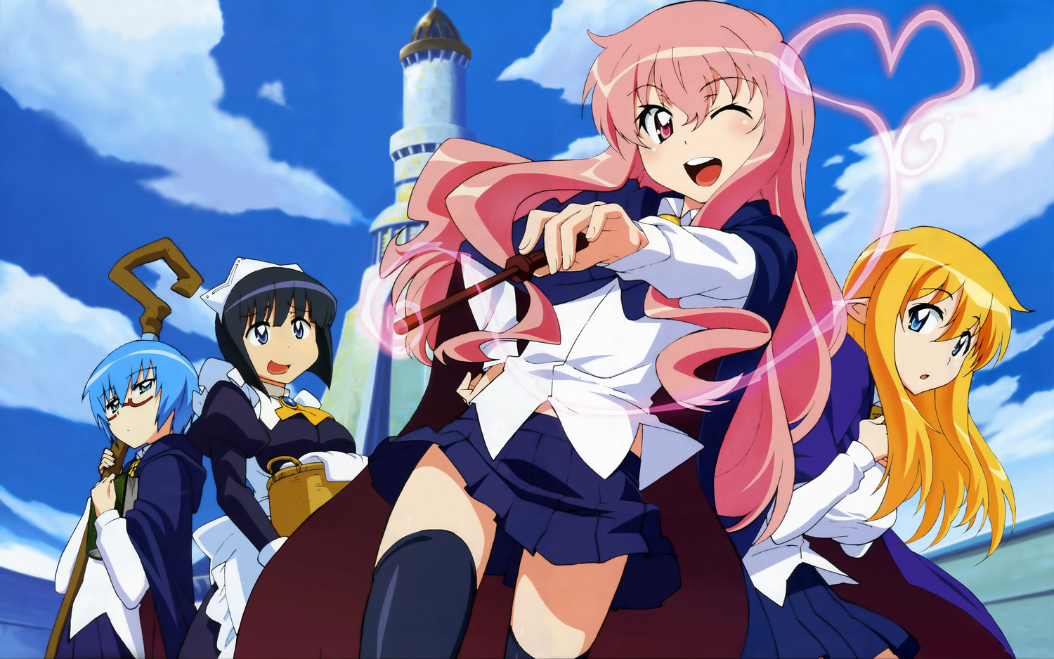 fujii_masahiro, louise_françoise_le_blanc_de_la_vallière, pointed_ears, siesta, tabitha, tiffania_westwood, zero_no_tsukaima
