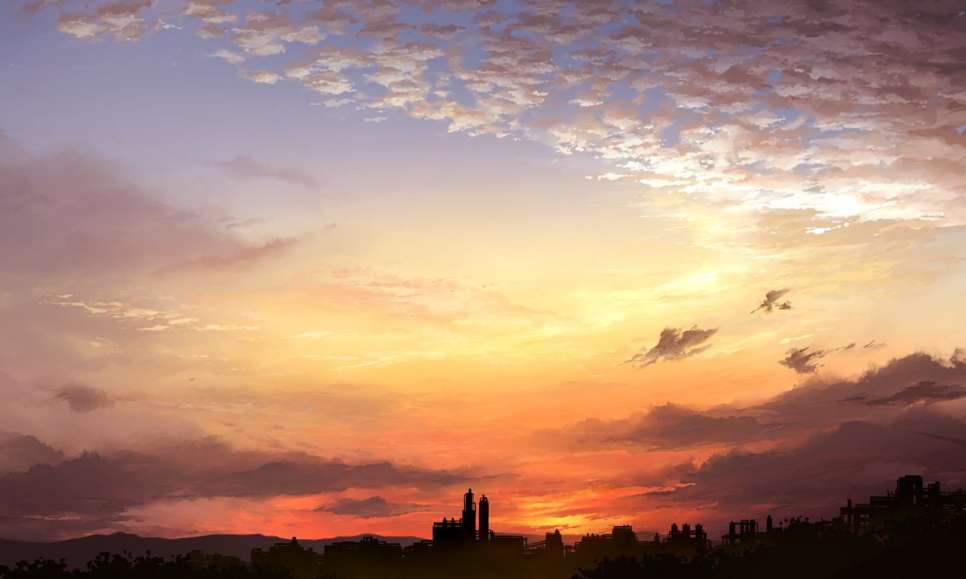clouds, juuyonkou, scenic, sky, sunset, tagme
