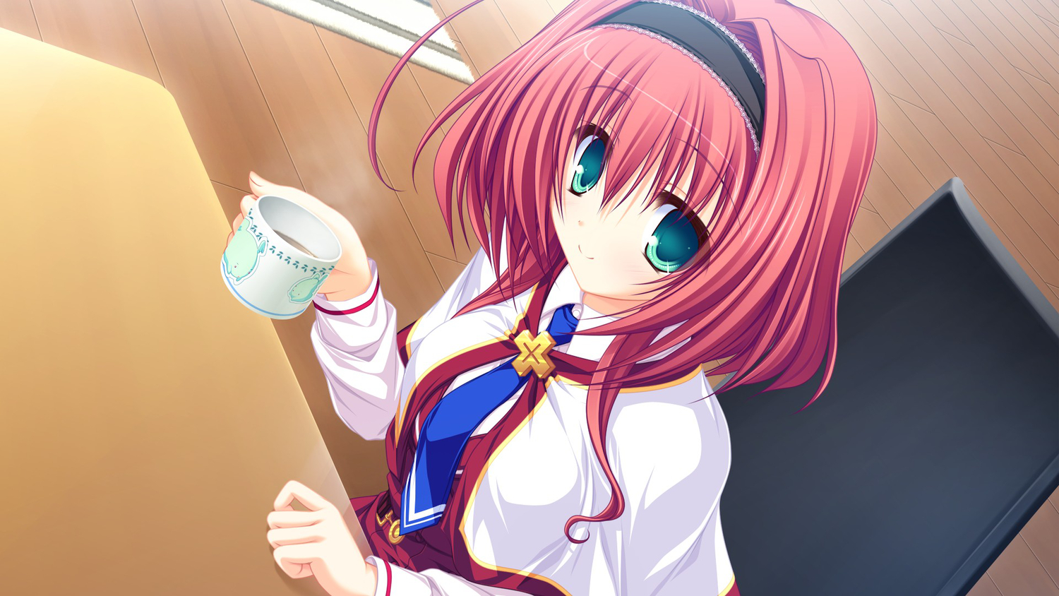 game_cg, green_eyes, hayami_mai, lunaris_filia, short_hair, whirlpool