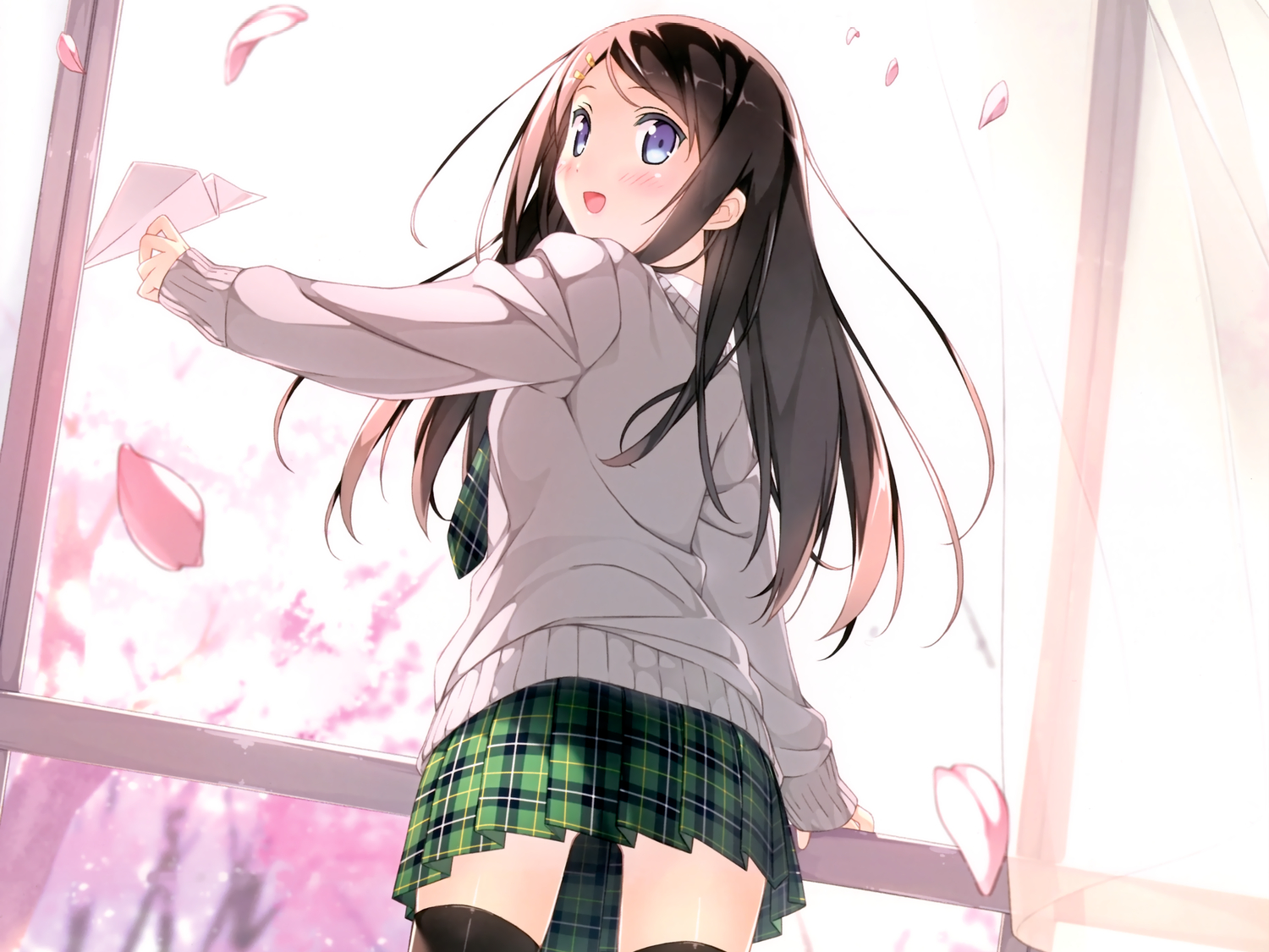5_nenme_no_houkago, black_hair, blue_eyes, cropped, kantoku, long_hair, miyaguchi_hiromi, original