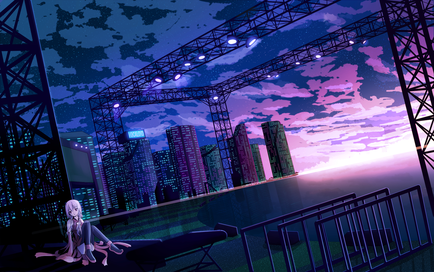 city, guilty_crown, langjiao, pink_hair, yuzuriha_inori