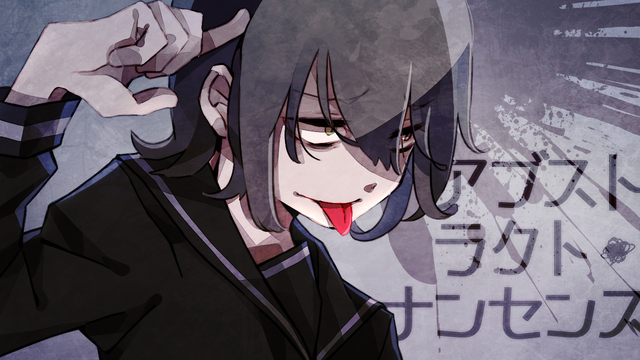 dark, gray_hair, kagamine_rin, school_uniform, shizu_(9394marimo), vocaloid