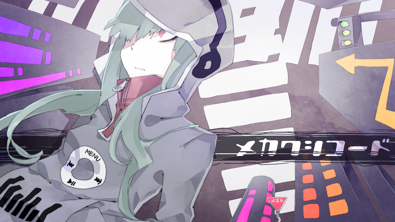 aqua_hair, ipod, kagerou_project, kido_tsubomi, mekakushi_code_(vocaloid), red_eyes, shizu_(9394marimo), vocaloid