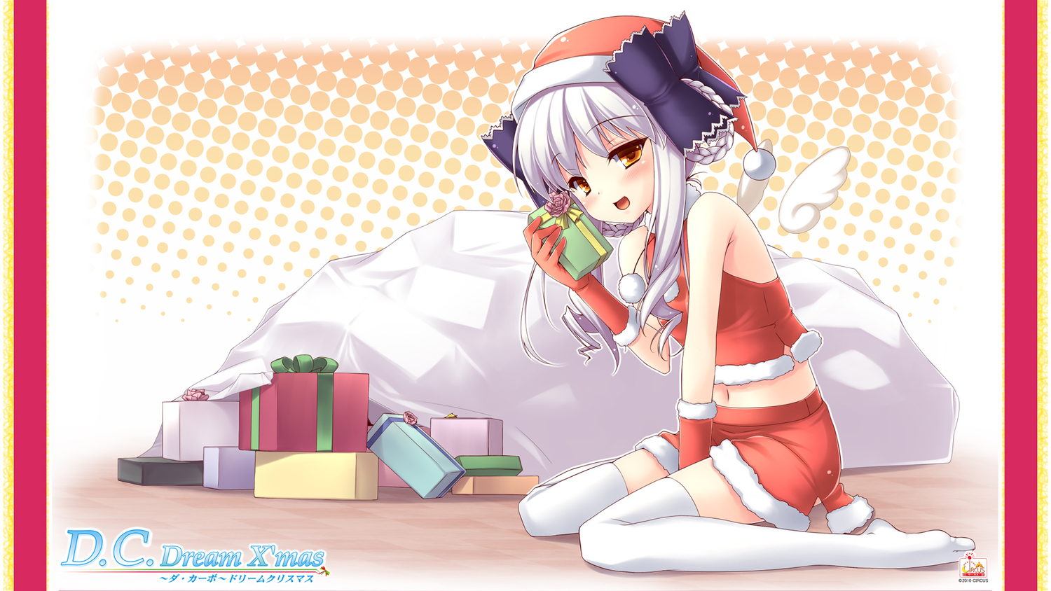 blush, christmas, da_capo_dream_x'mas, gloves, hat, long_hair, nullken, orange_eyes