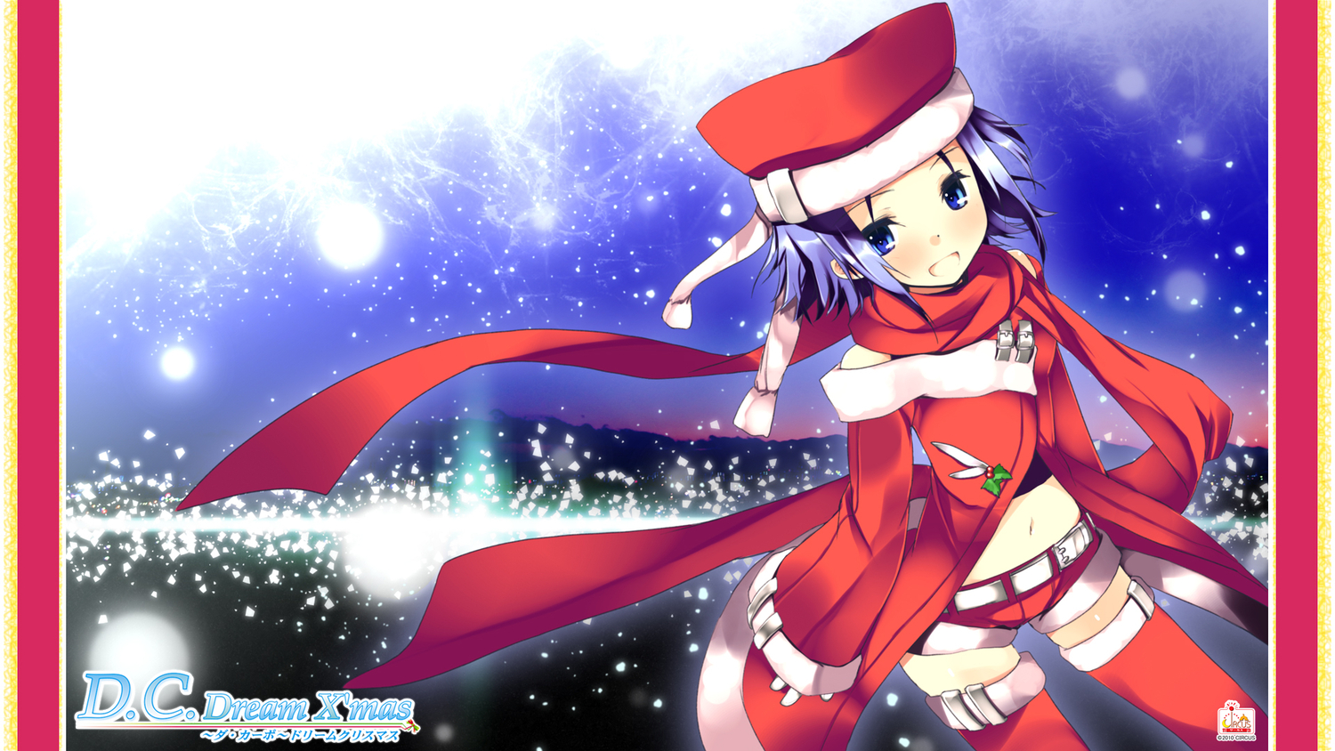 amakase_minatsu, blue_eyes, christmas, da_capo_dream_x'mas, hat, purple_hair, refeia, santa_costume