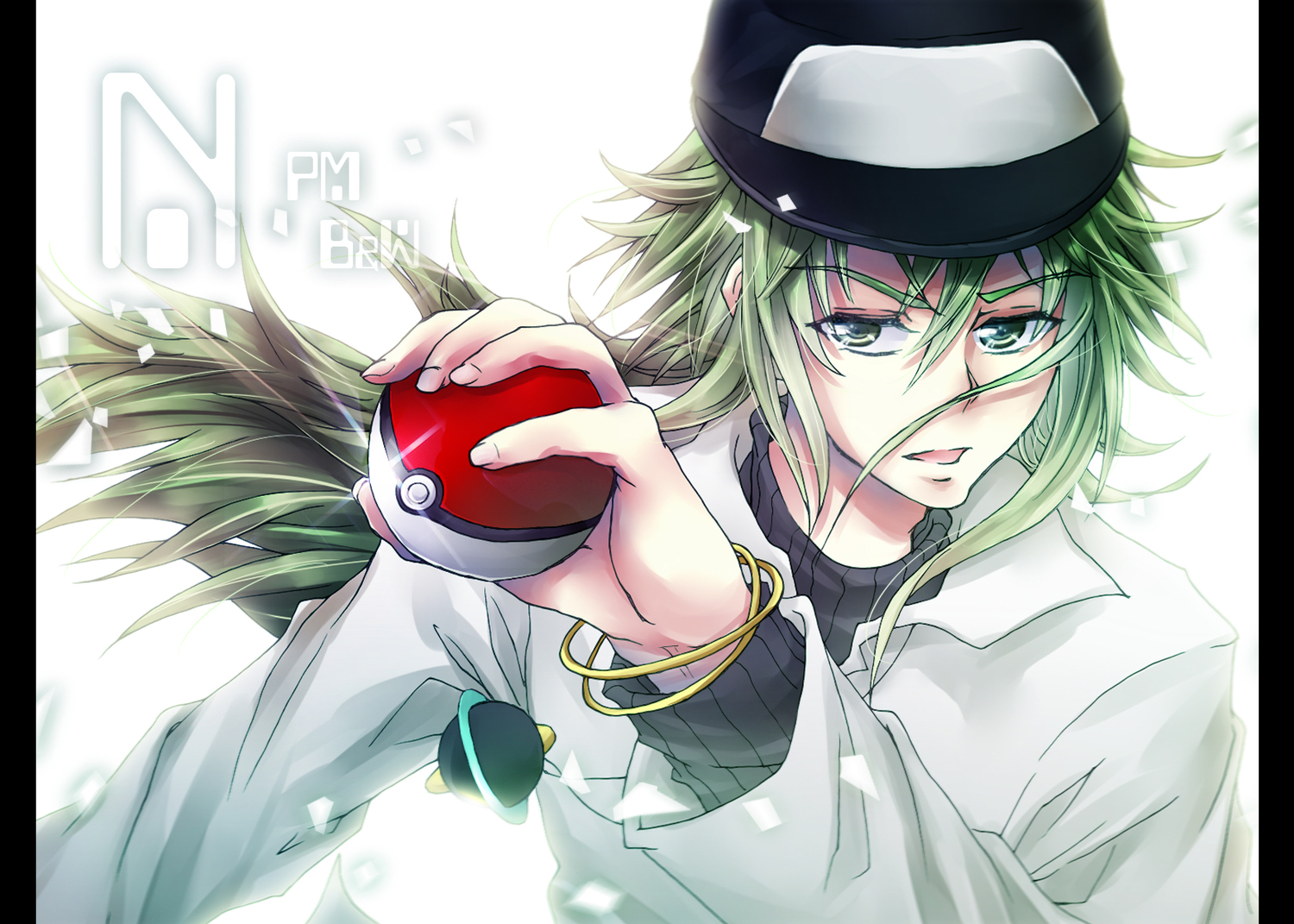 green_eyes, green_hair, long_hair, n, pokemon, ponytail, ranyun
