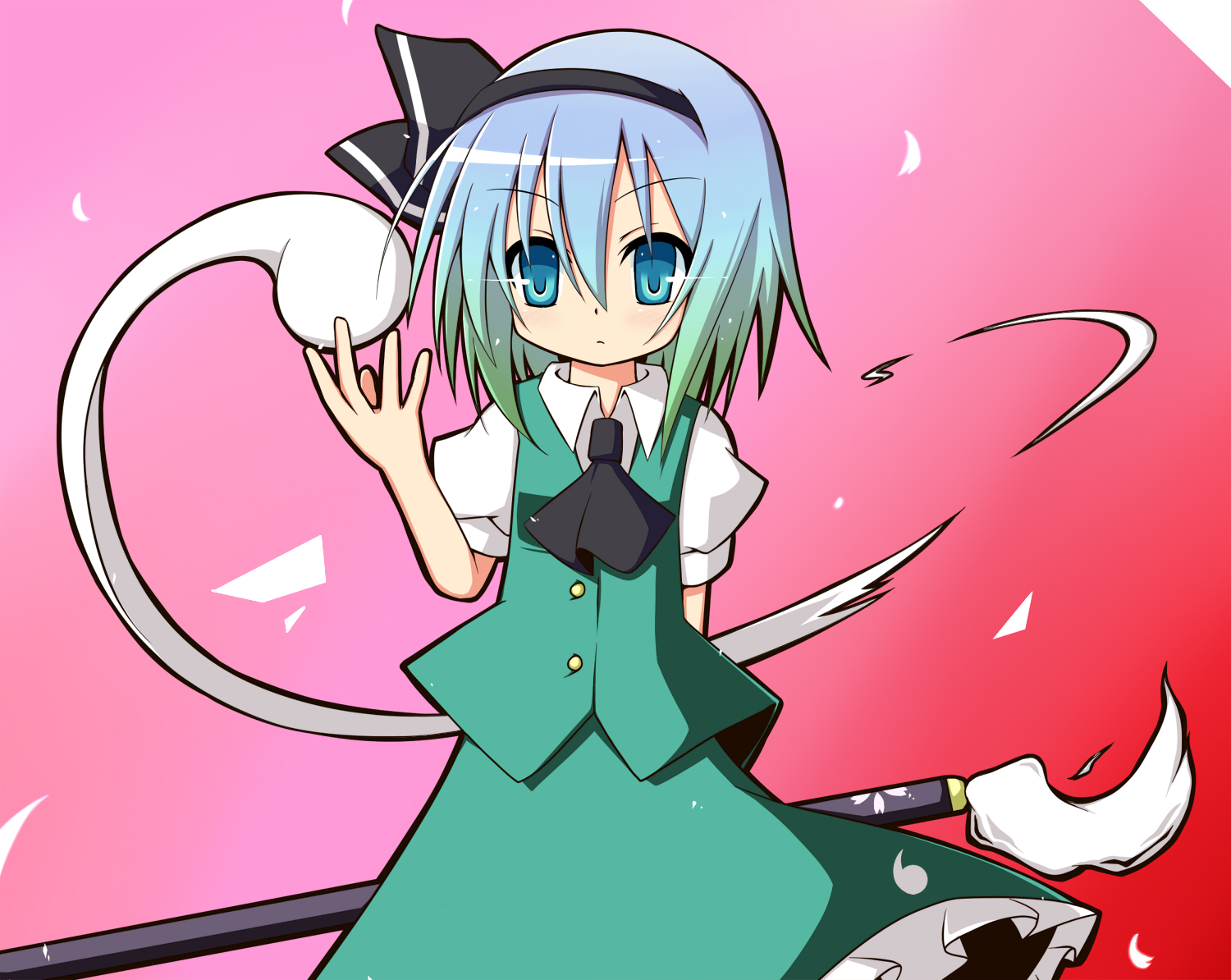 blue_eyes, blue_hair, ichihina, katana, konpaku_youmu, myon, short_hair, sword