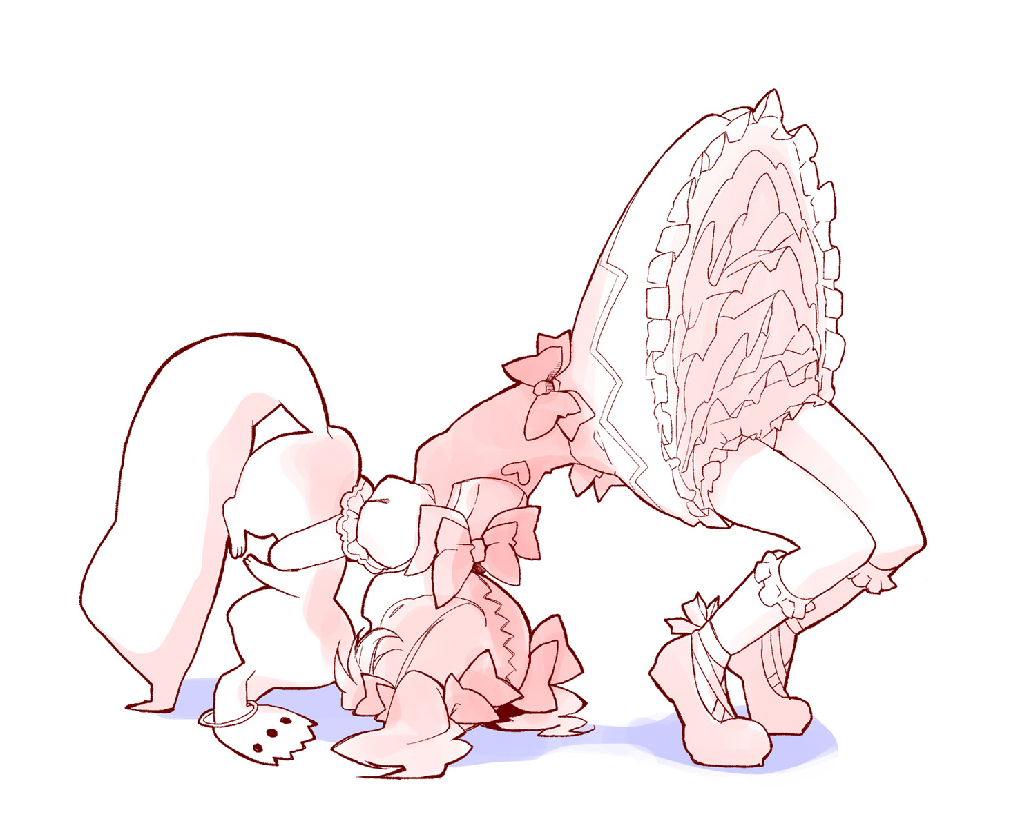 kaname_madoka, kyuubee, mahou_shoujo_madoka_magica, pink_hair, polychromatic, short_hair, twintails, ume_(pickled_plum)