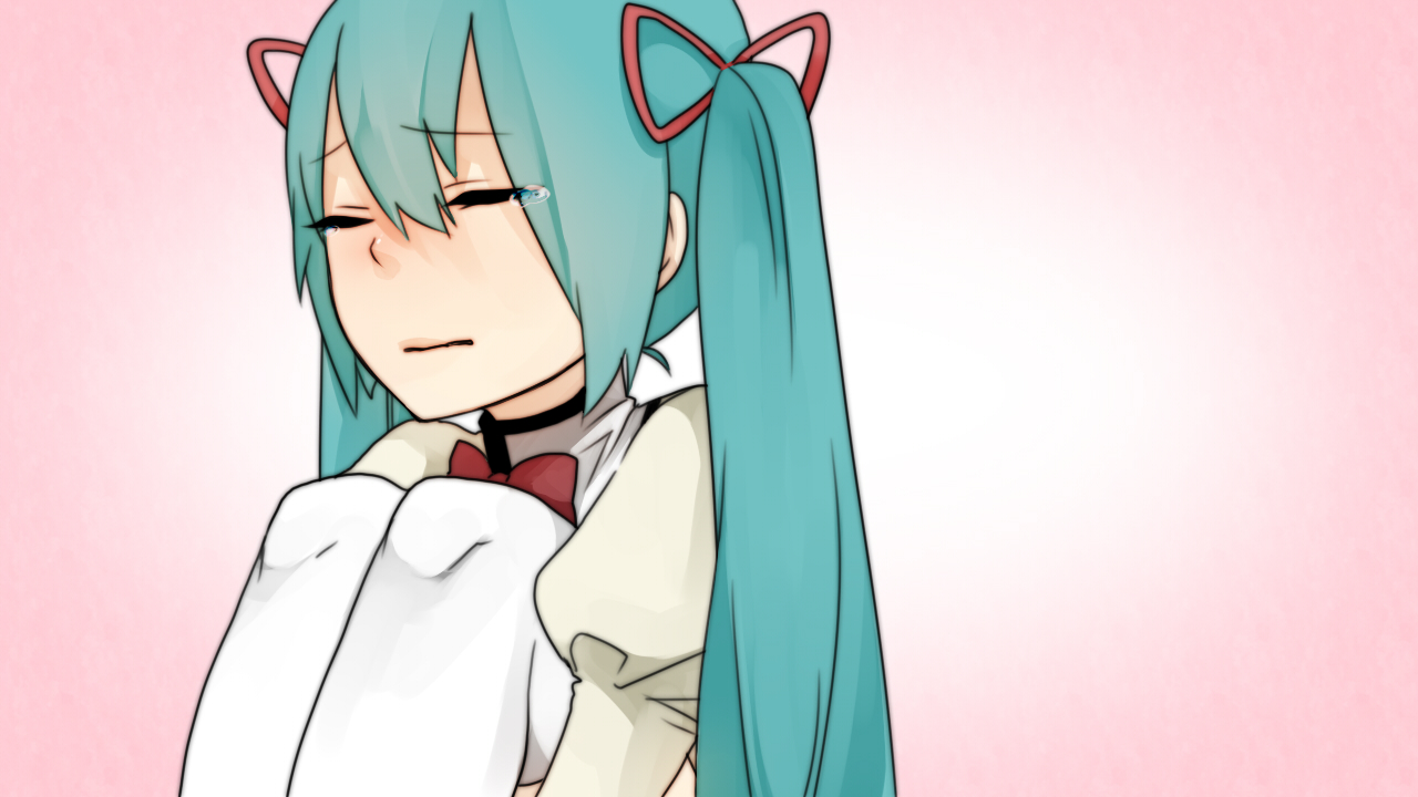 aqua_hair, bow, cosplay, hatsune_miku, kono_negai_eien_ni_(vocaloid), koyubi, long_hair, mahou_shoujo_madoka_magica