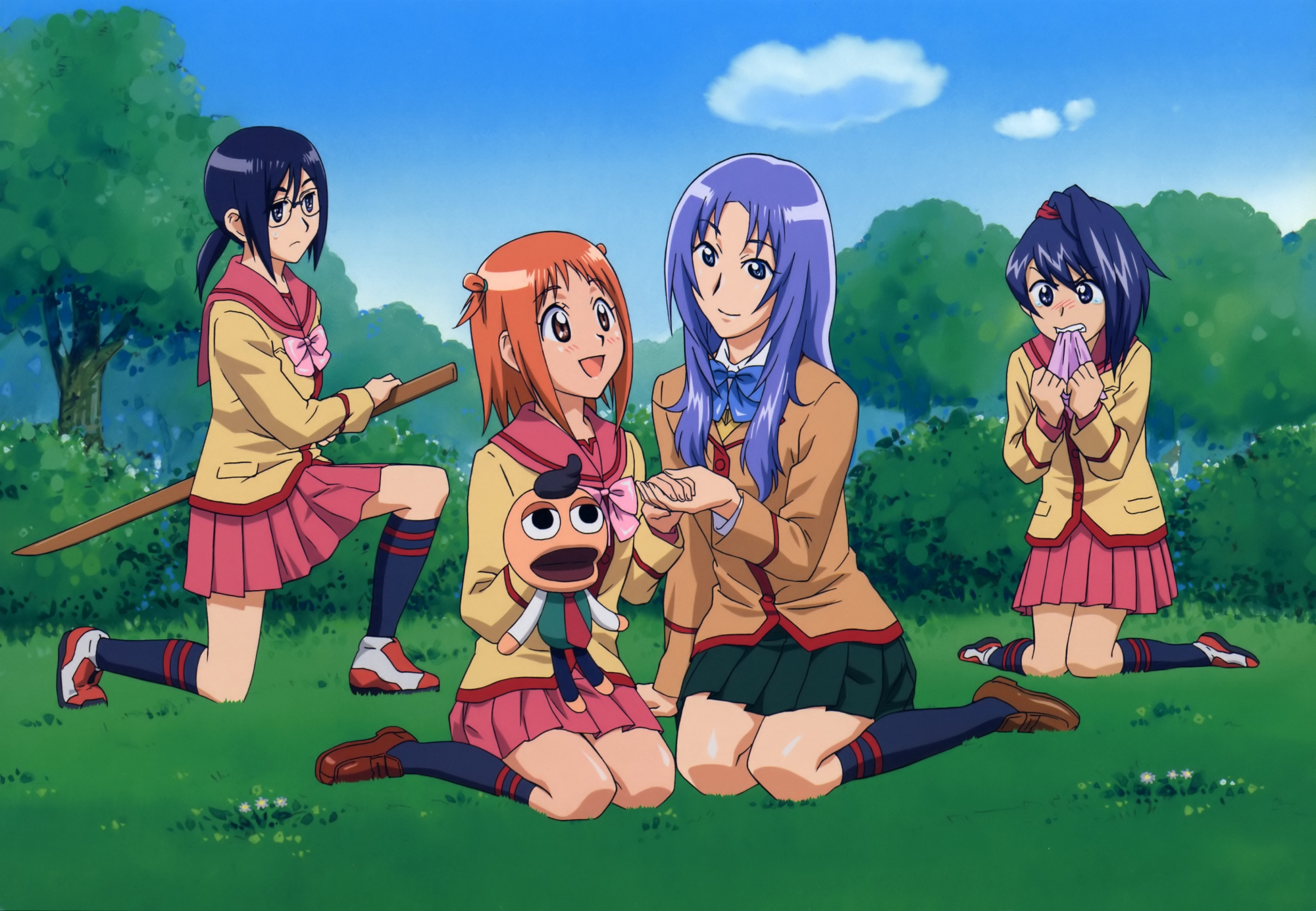 glasses, gokujou_seitokai, hida_sayuri, izumi_kaori, jinguuji_kanade, pucchan, randou_rino, school_uniform