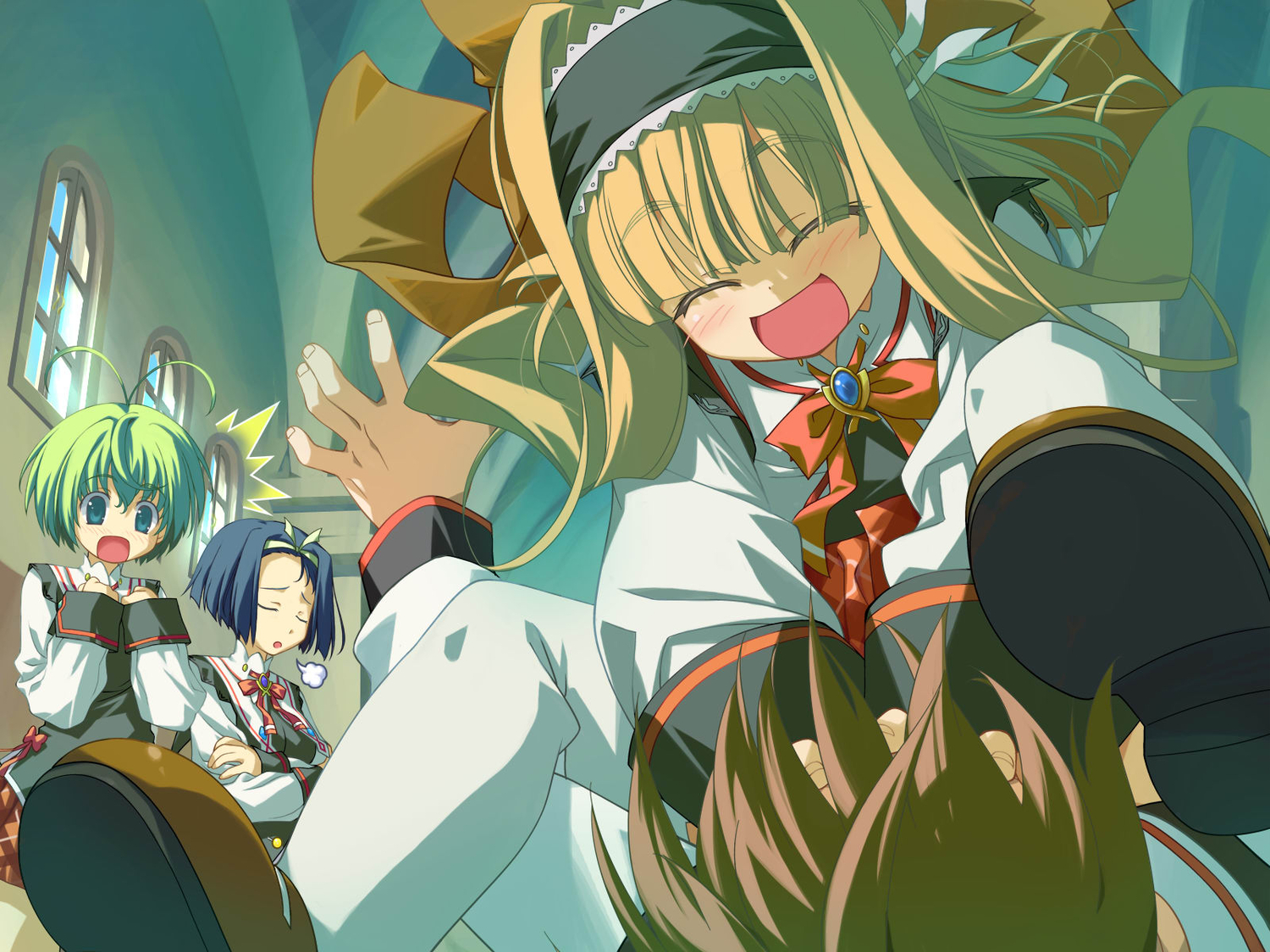 alice_alicetel_fernek, blue_eyes, blue_hair, game_cg, granitiana_cristia, green_hair, long_hair, short_hair