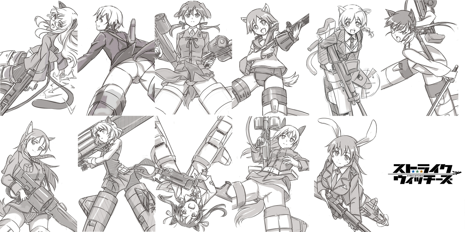 animal_ears, blush, braids, catgirl, charlotte_e_yeager, diebuster, eila_ilmatar_juutilainen, erica_hartmann