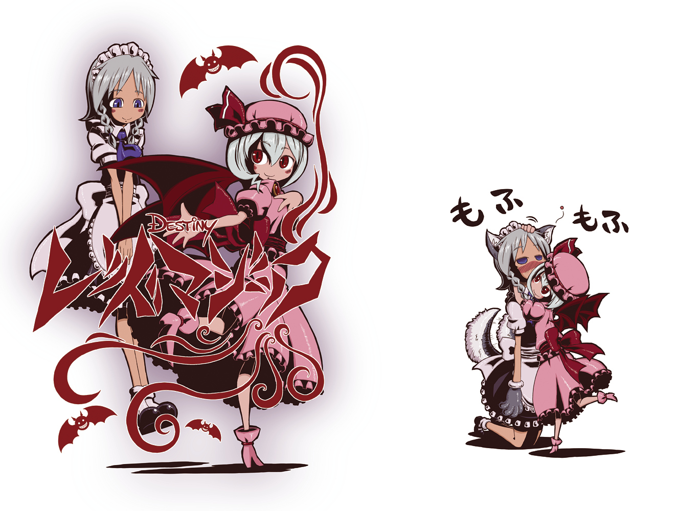 animal_ears, blue_eyes, braids, doggirl, gray_hair, hat, izayoi_sakuya, maid