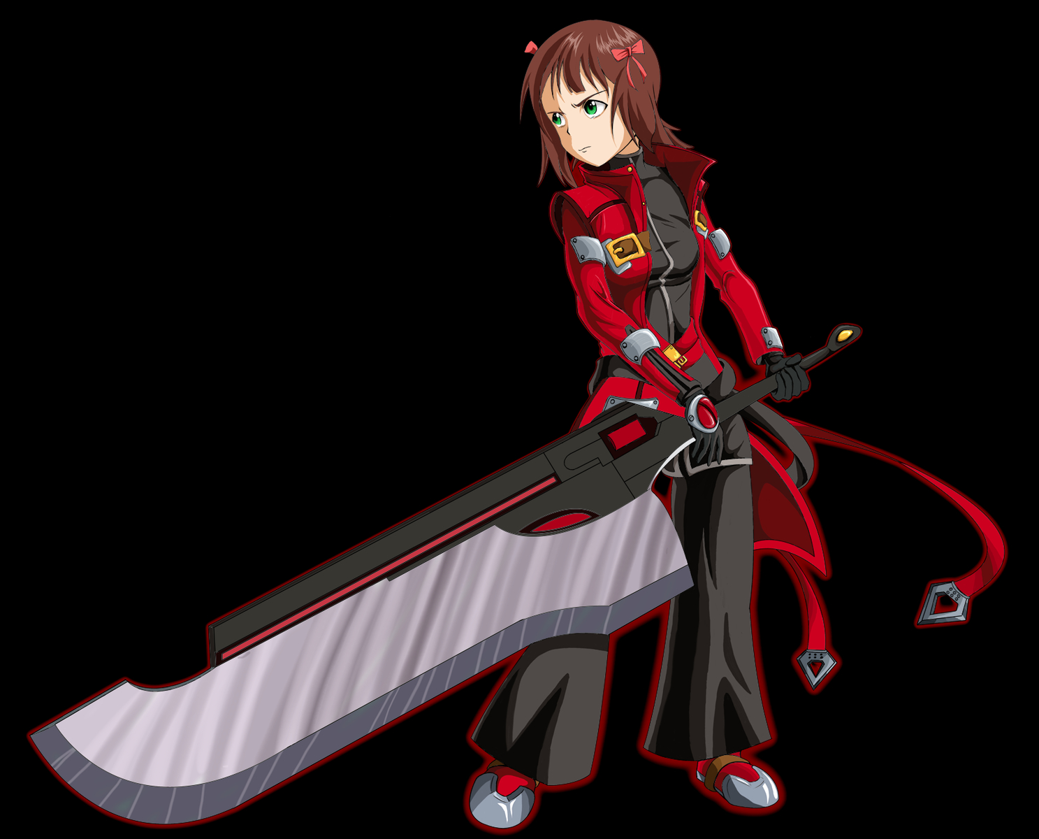 amami_haruka, blazblue, brown_hair, cosplay, drawfag, gloves, green_eyes, idolmaster