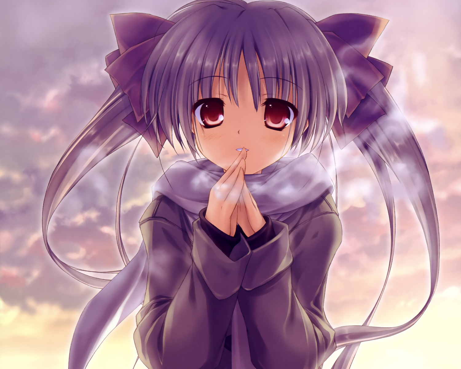 brown_hair, close, fujisaki_rei, scarf, twintails
