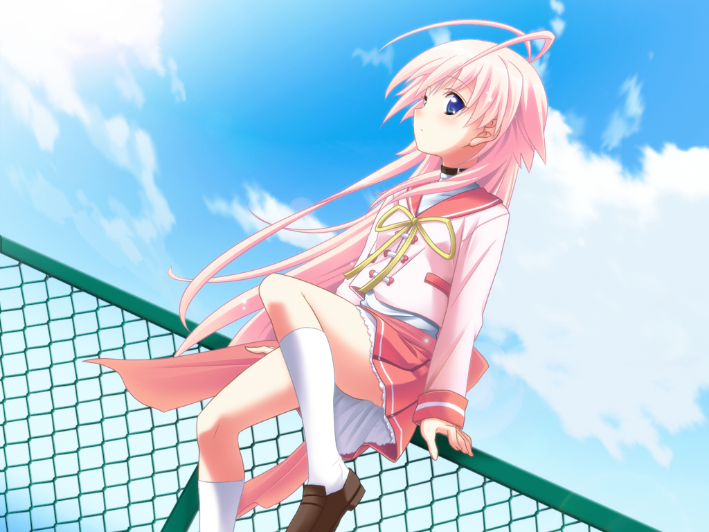 game_cg, hiyoko_strike!, kagami_utakata, long_hair, pink_hair, school_uniform, yasuyuki