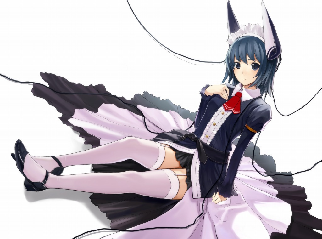 dress, ichiko_oharu, maid, original, thighhighs, white