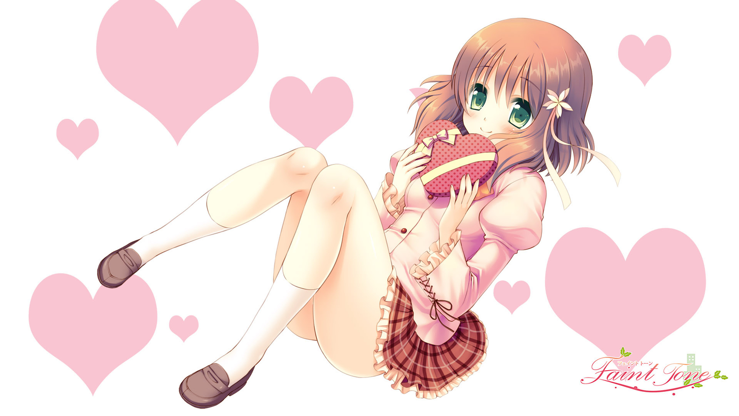 brown_hair, faint_tone, fumii, green_eyes, school_uniform, short_hair, tachibana_otoha, valentine