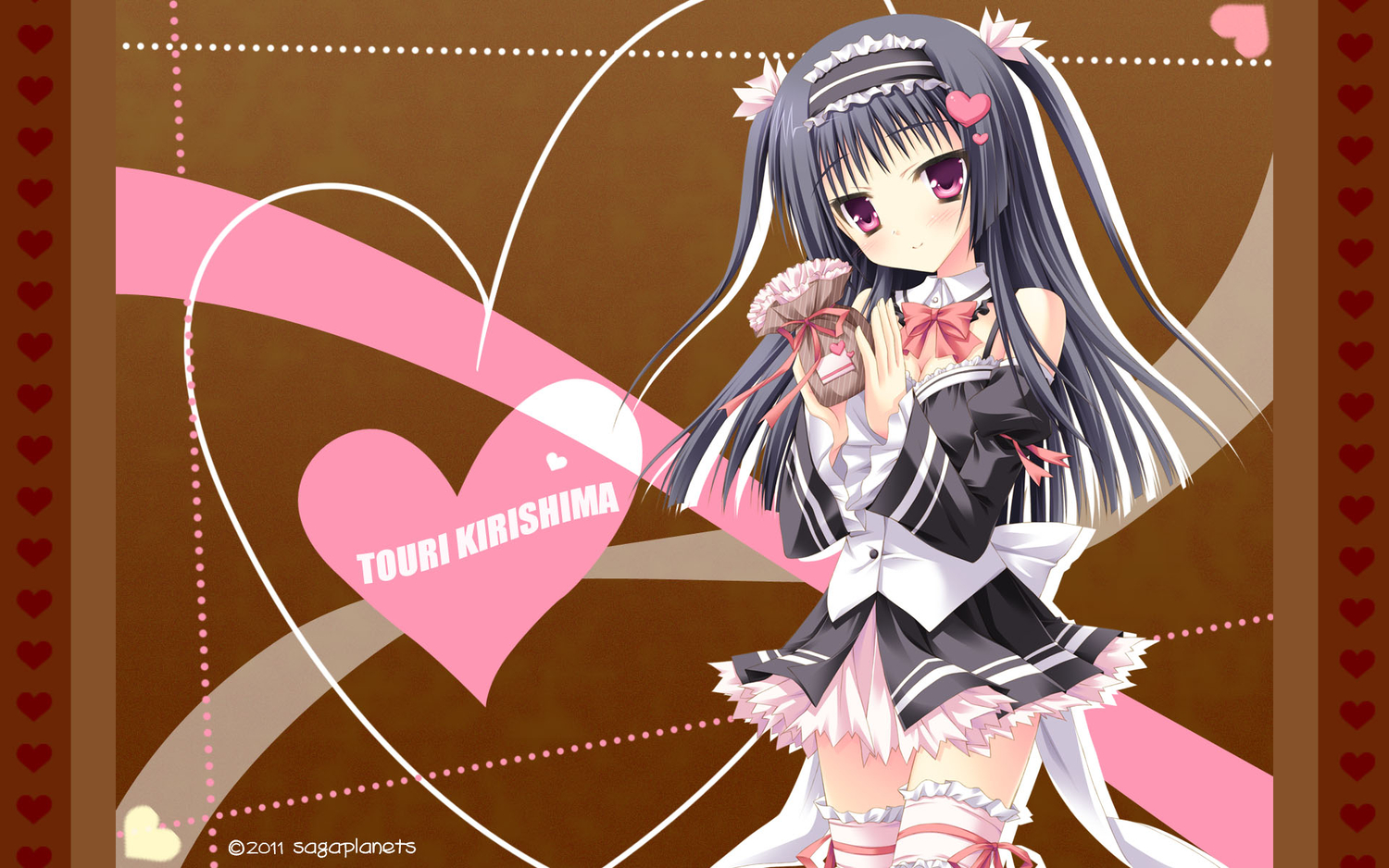 black_hair, jpeg_artifacts, kirishima_touri, kisaragi_gold_star, long_hair, purple_eyes, saga_planets, toranosuke, valentine