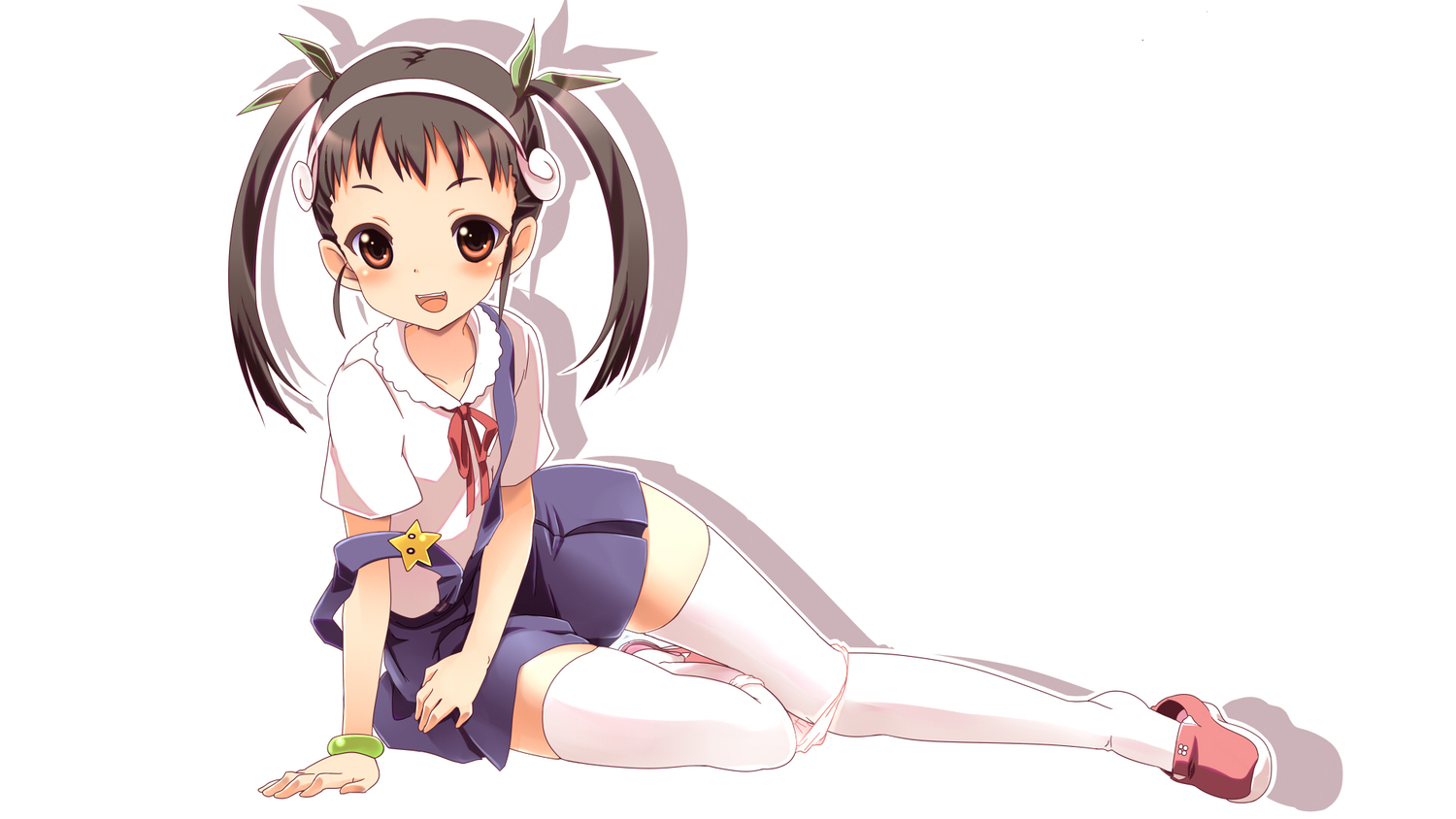 bakemonogatari, hachikuji_mayoi, loli, monogatari_(series), nisemonogatari, sora_to_umi, thighhighs, twintails, white
