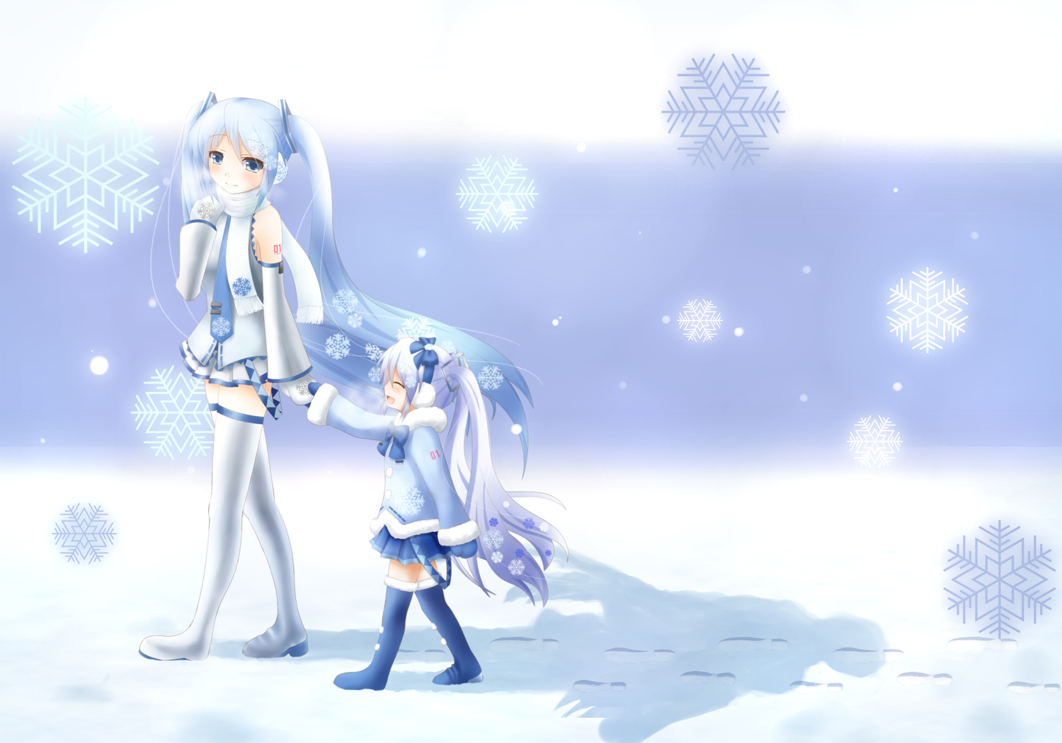 hatsune_miku, nanatsuba, scarf, snow, vocaloid, yuki_miku