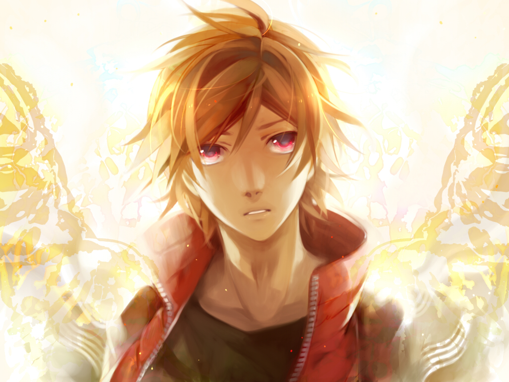 all_male, amata_sora, aoshiki, aquarion_evol, male, orange_hair, red_eyes